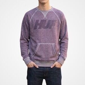 HUF Mens Graphic Skate Crewneck Pullover Sweater Size M Logo Casual Sweatshirt